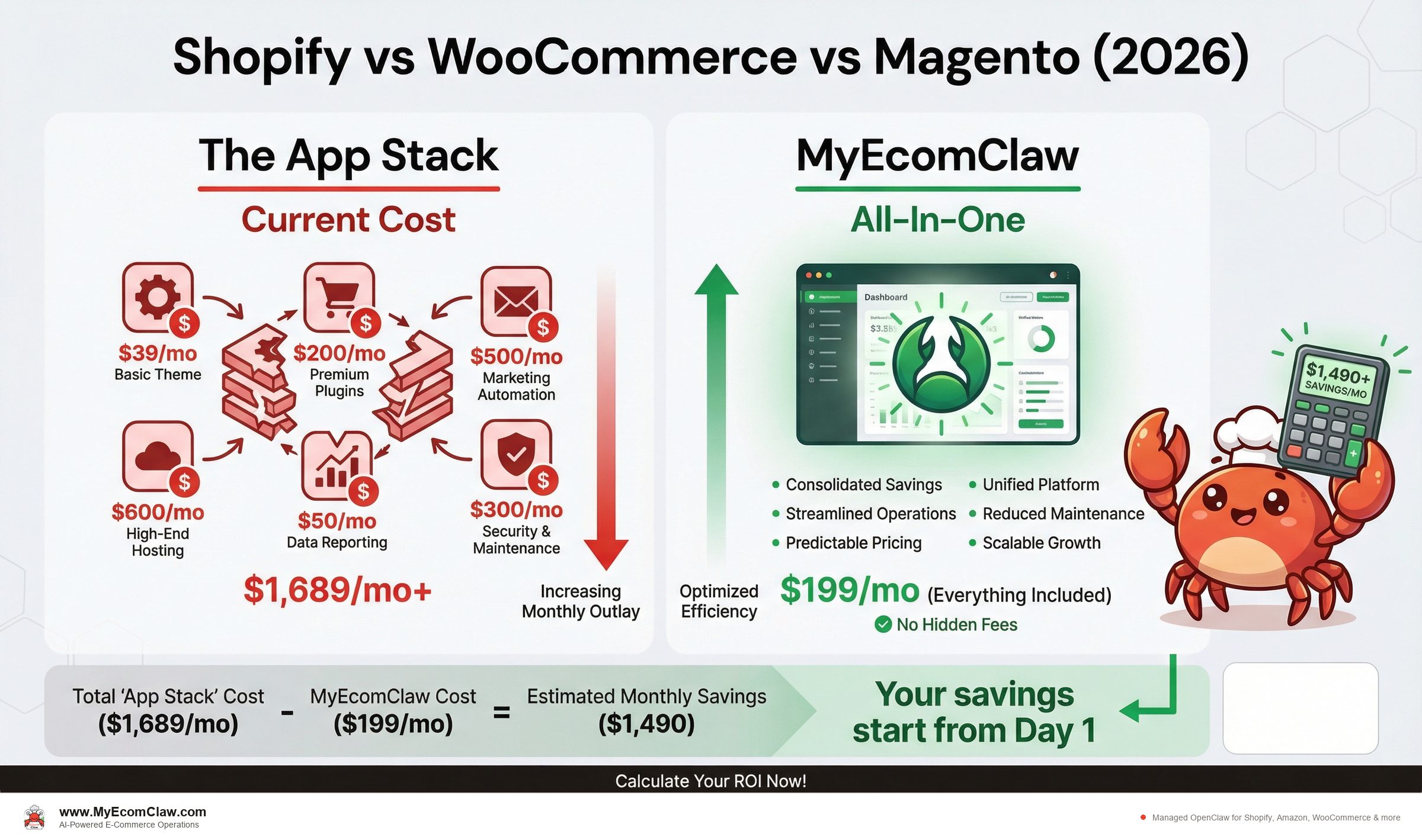 Cost Analysis: The honest comparison: Shopify vs WooCommerce vs Magento in 2026